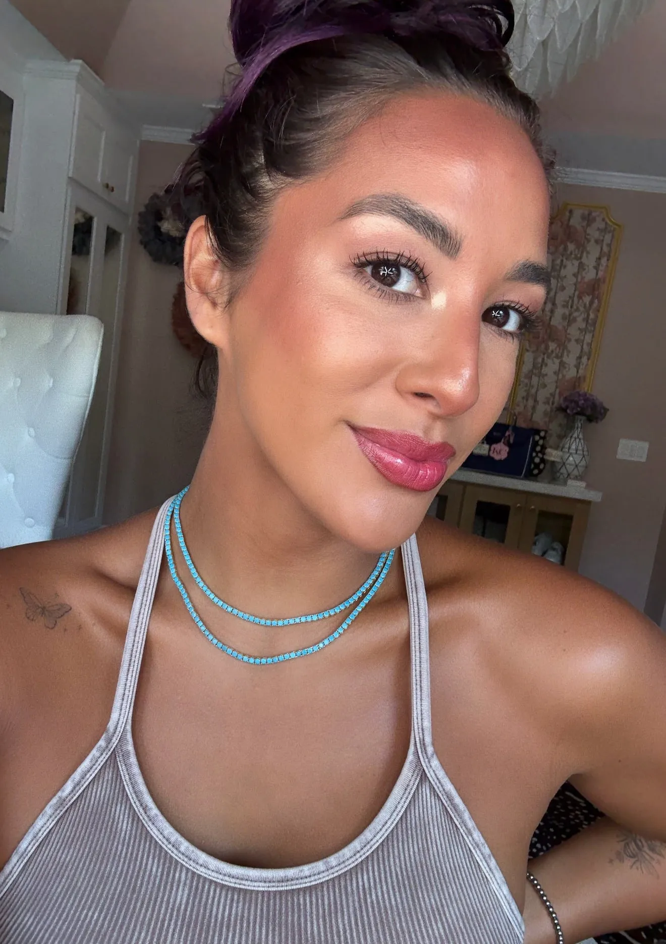 Odette in Blue .925 Sterling Silver Turquoise Tennis Necklace sold by KC Chic Designs