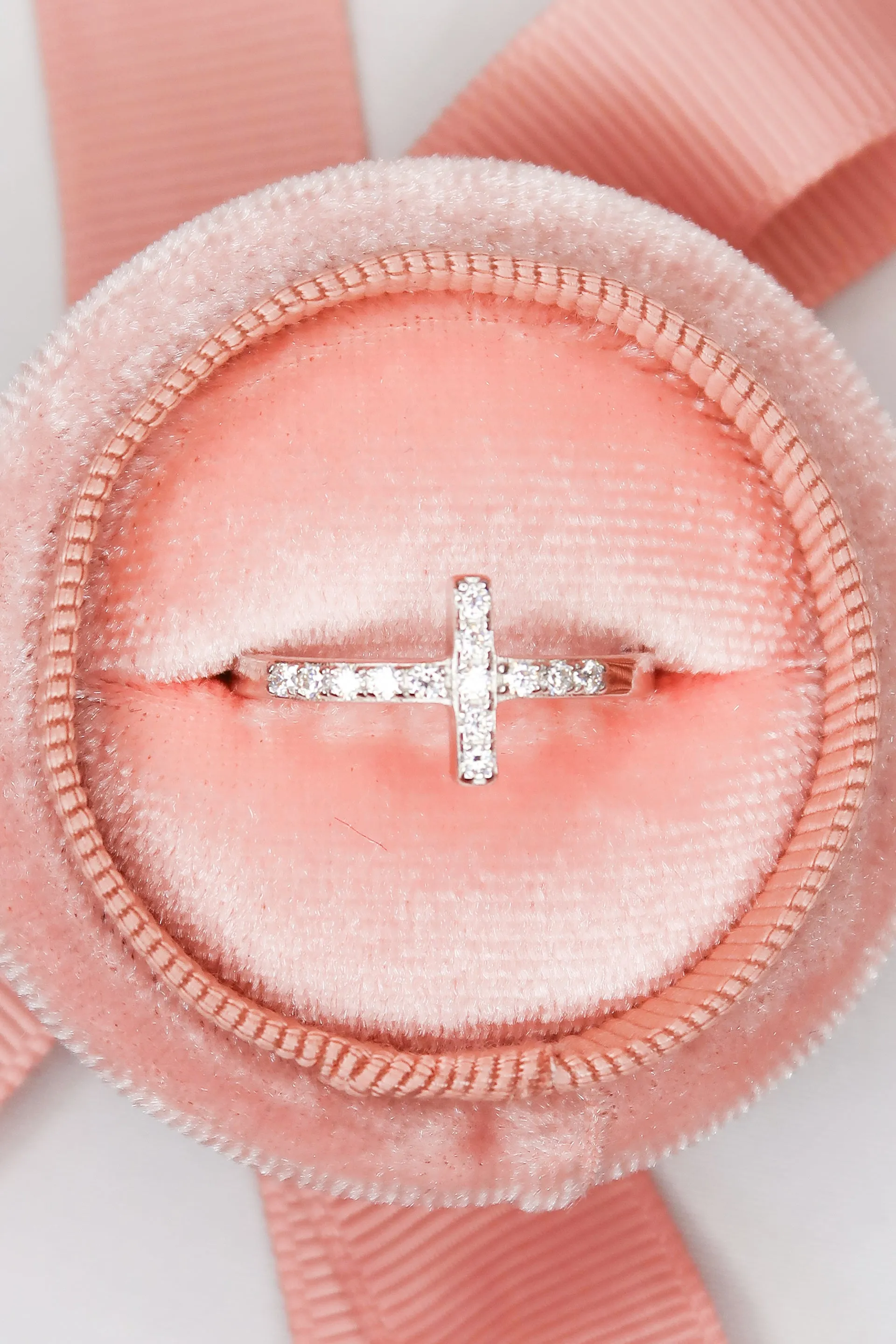 Halo .925 Sterling Silver Crystal Cross Moissanite Ring sold by KC Chic Designs