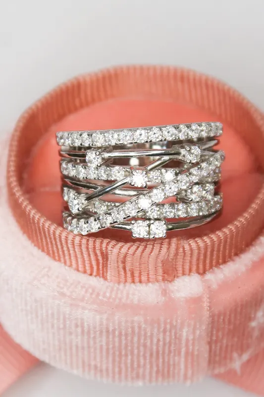 Elana .925 Sterling Silver 1.8 Carat Moissanite Multi Band Ring made by KC Chic Designs