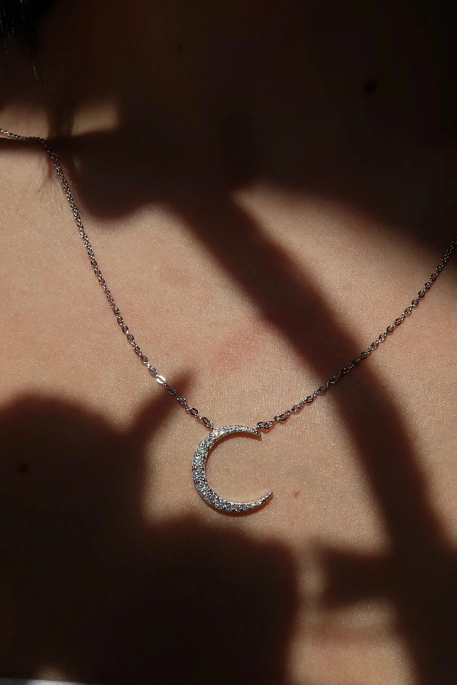 Glow Moon .925 Sterling Silver Moissanite Necklace sold by KC Chic Designs product image thumbnail 2