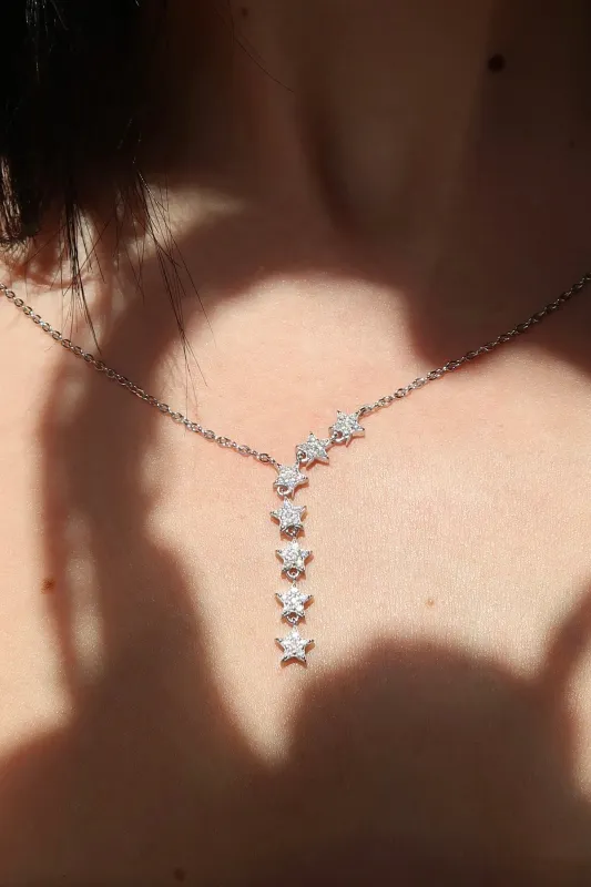 Fallings Stars .925 Sterling Silver Moissanite Necklace sold by KC Chic Designs