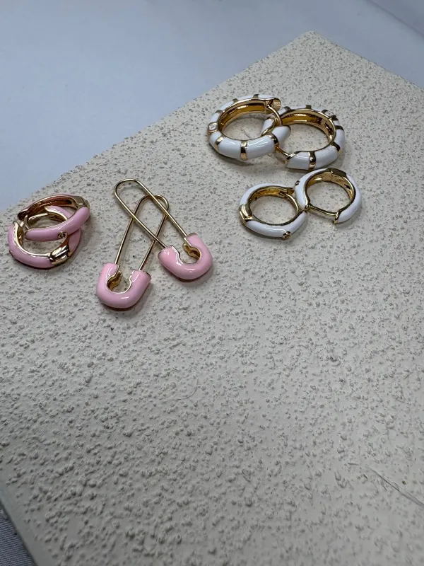 Pink and White Earring Quad sold by KC Chic Designs