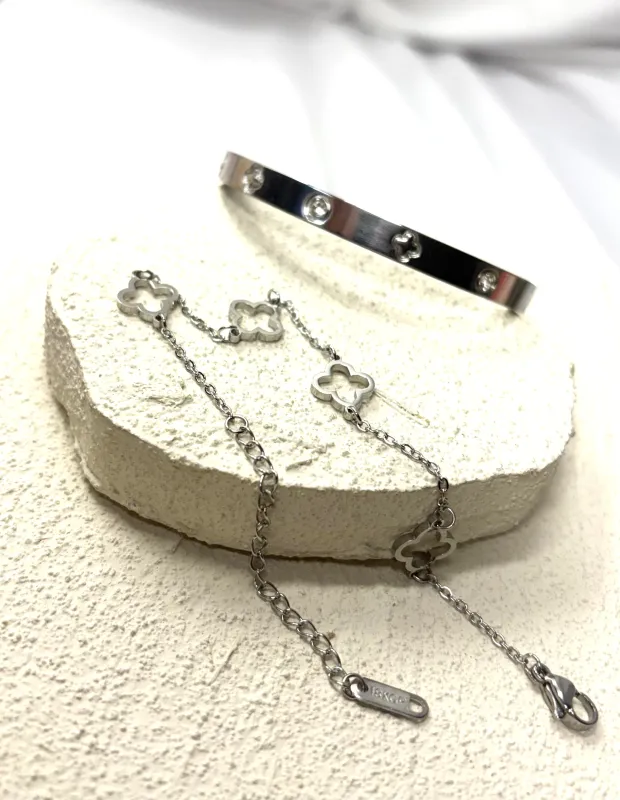 Clover Bangle 316L Stainless Steel Duo sold by KC Chic Designs