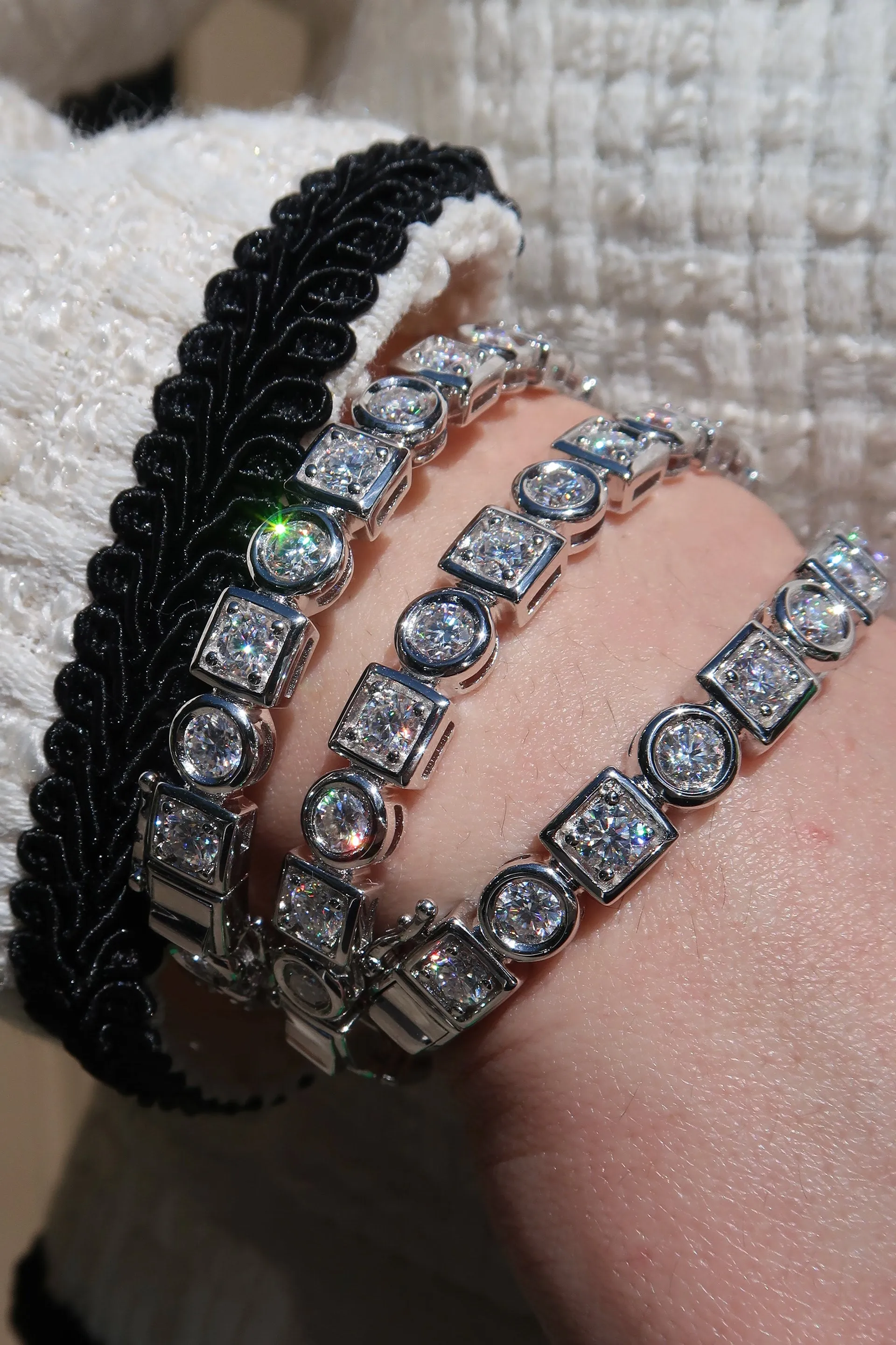 Undecided .925 Sterling Silver 9.5-13.5 Carat Moissanite Bangle sold by KC Chic Designs product image thumbnail 3