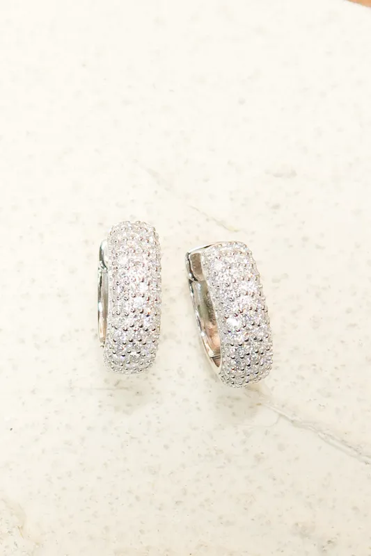 Starfall .925 Sterling Silver Moissanite Pavé Huggies sold by KC Chic Designs