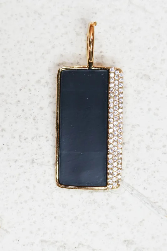 Locker Dog Tag Onyx Crystal Dog Tag Charm made by KC Chic Designs