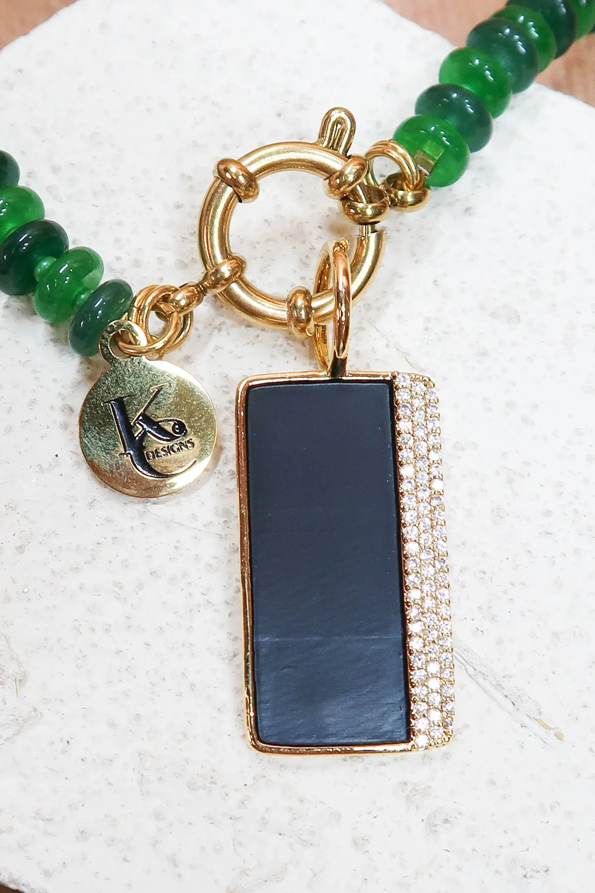 Locker Dog Tag Onyx Crystal Dog Tag Charm sold by KC Chic Designs product image thumbnail 2