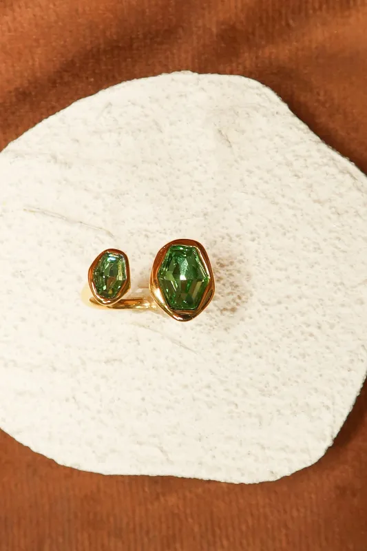 Majestic Emerald Adjustable 316L Stainless Steel Ring made by KC Chic Designs