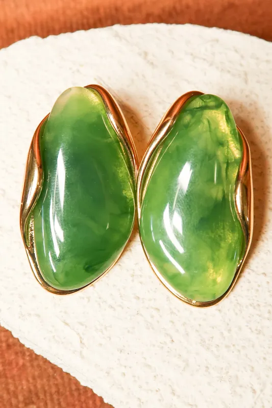 Emerald Frost Emerald Stone 316L Earrings sold by KC Chic Designs