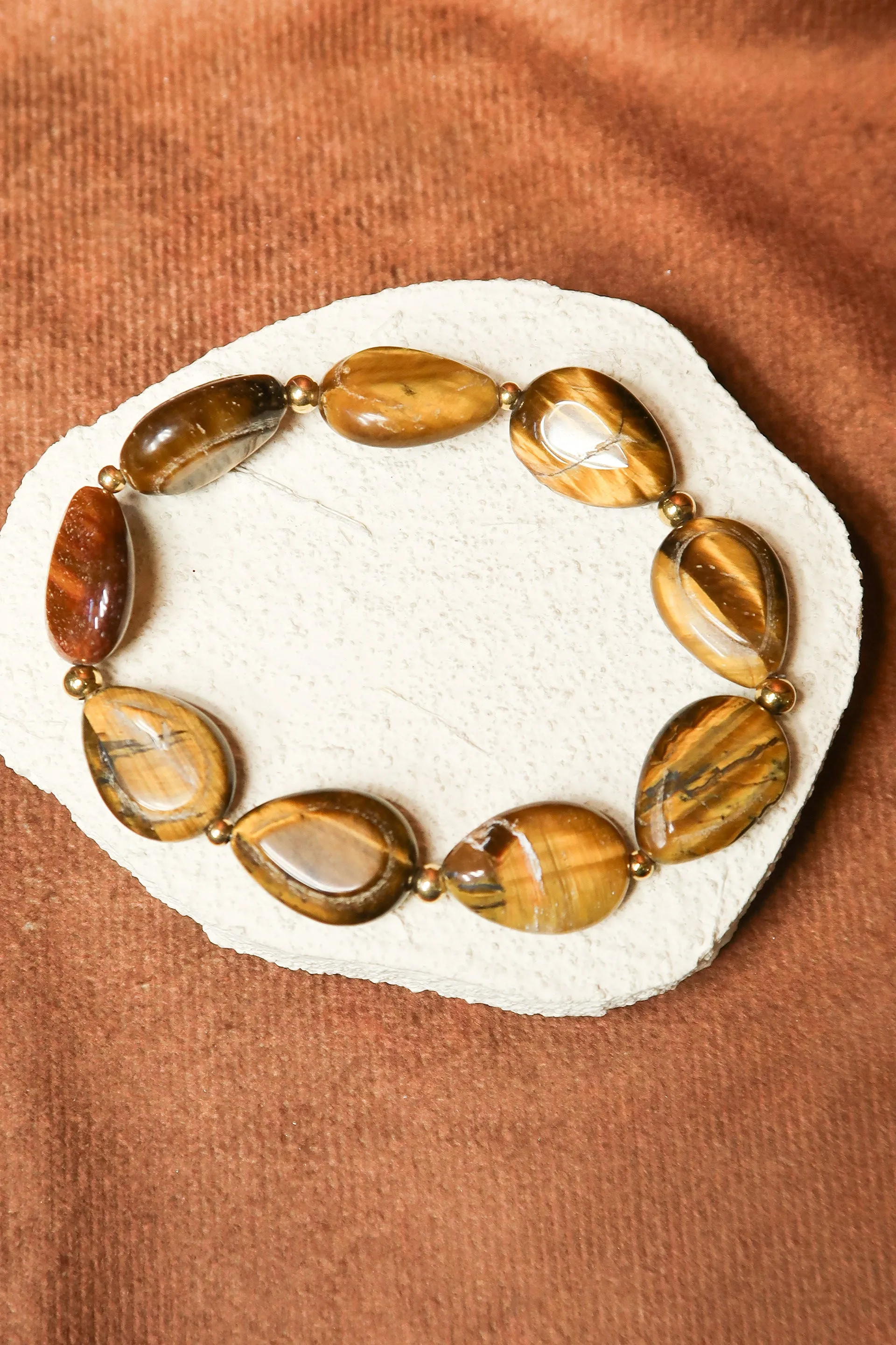 Spiced Cider 5-Piece Tiger's Eye Natural Stone Bracelet Stack sold by KC Chic Designs product image thumbnail 2