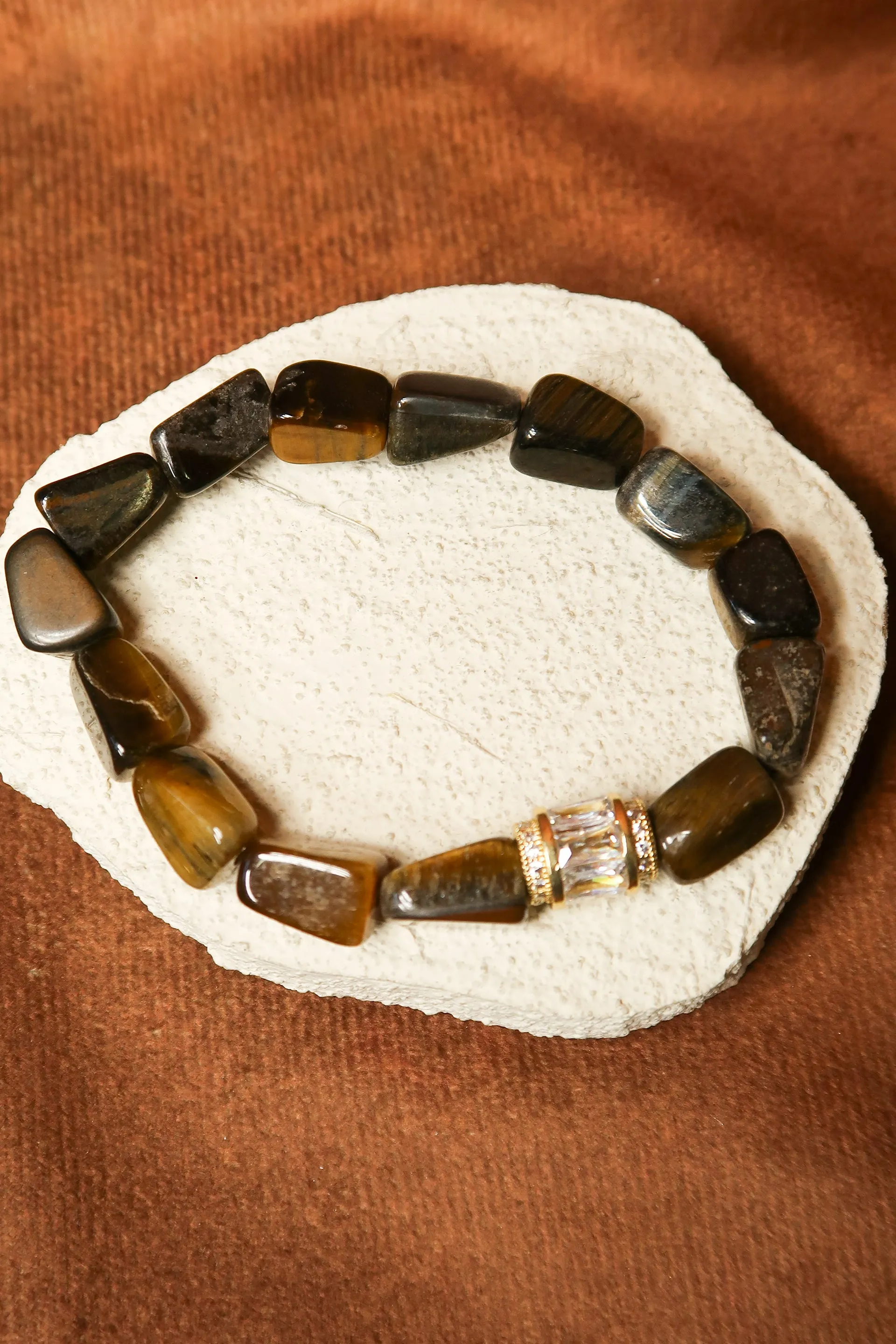 Spiced Cider 5-Piece Tiger's Eye Natural Stone Bracelet Stack sold by KC Chic Designs product image thumbnail 4