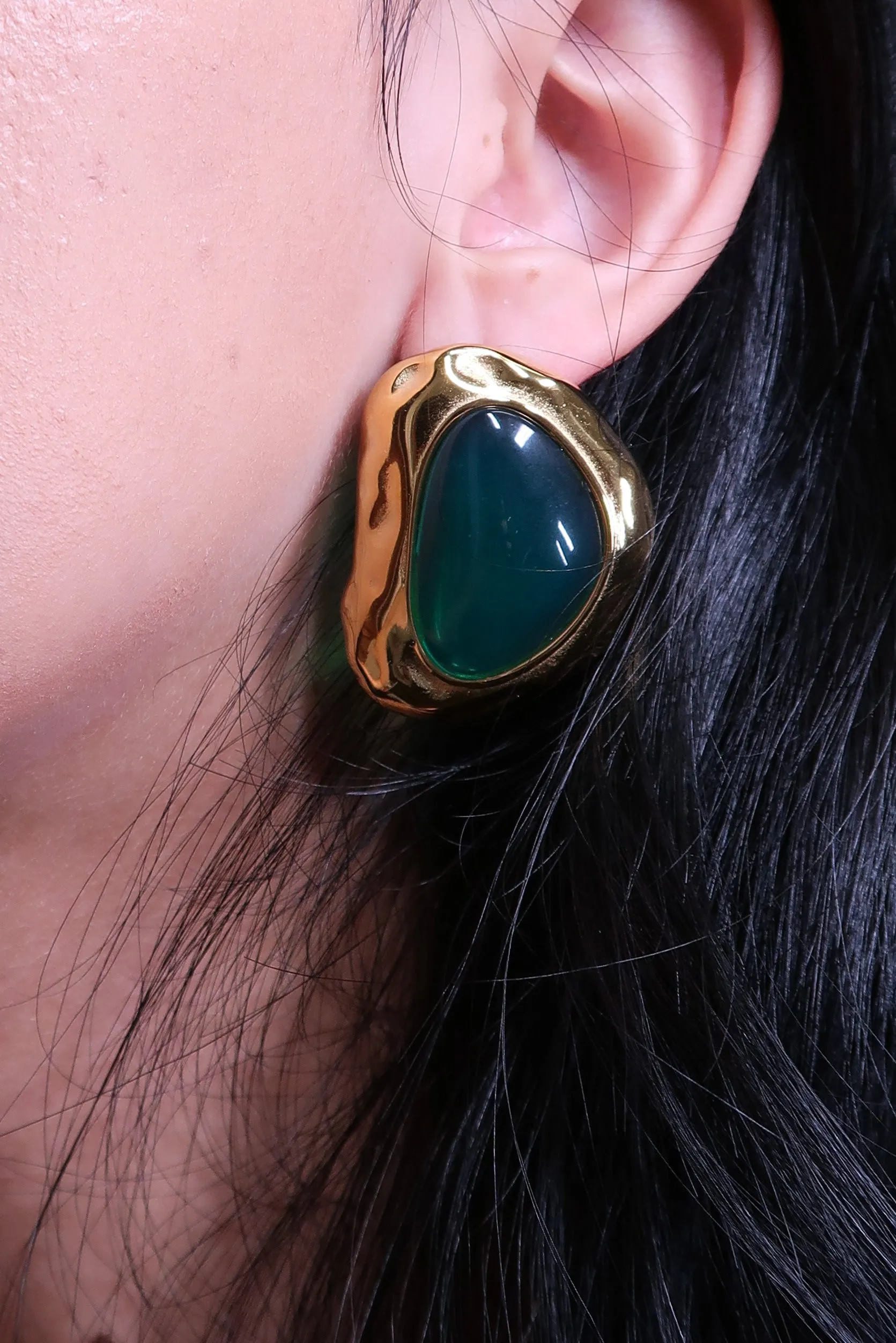 Ivy Luxe 316L Emerald Stone Stainless Steel Earring sold by KC Chic Designs product image thumbnail 2