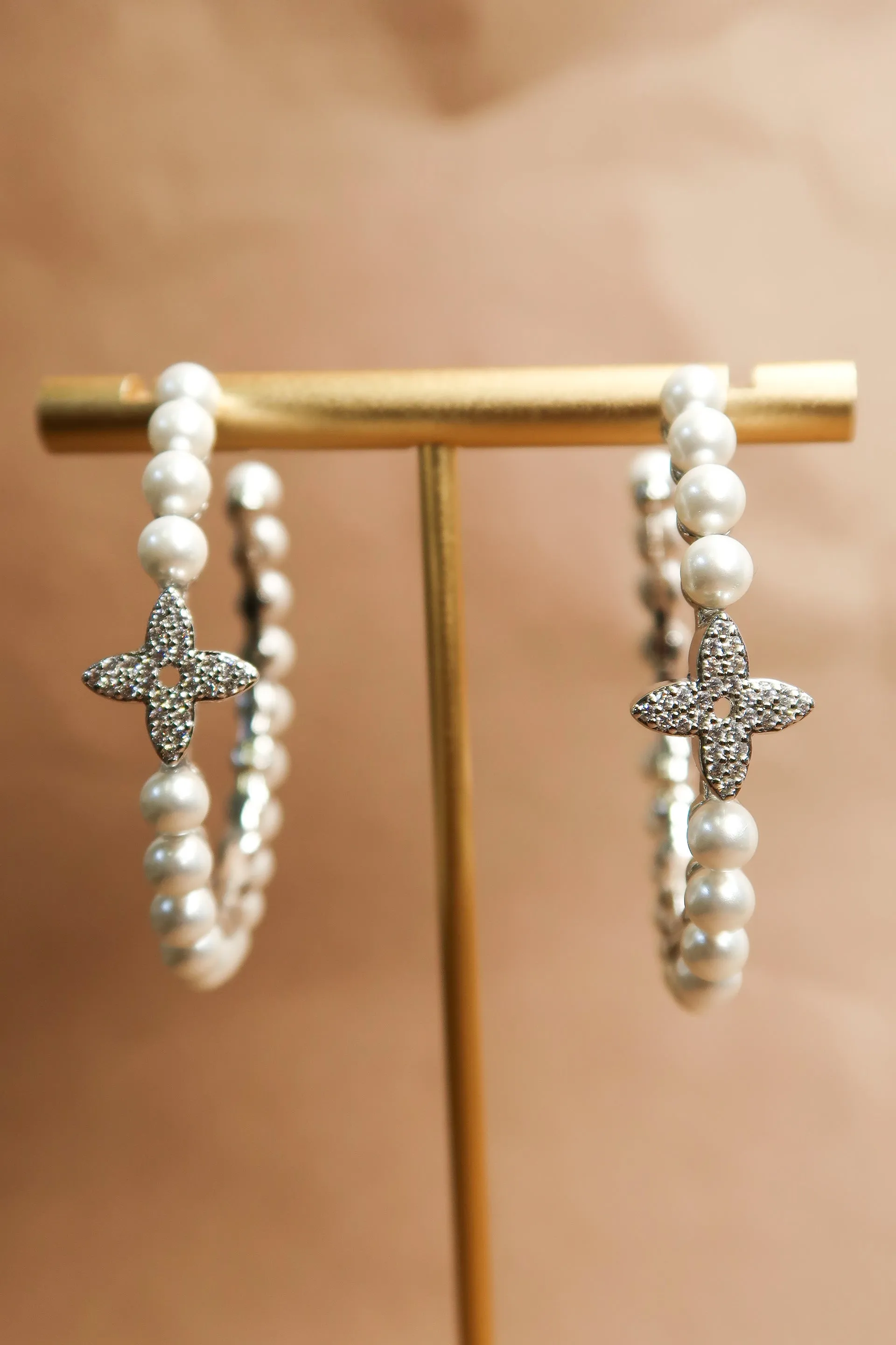 Park Avenue Pearl Hoop 316L Stainless Steel Earrings sold by KC Chic Designs product image thumbnail 3