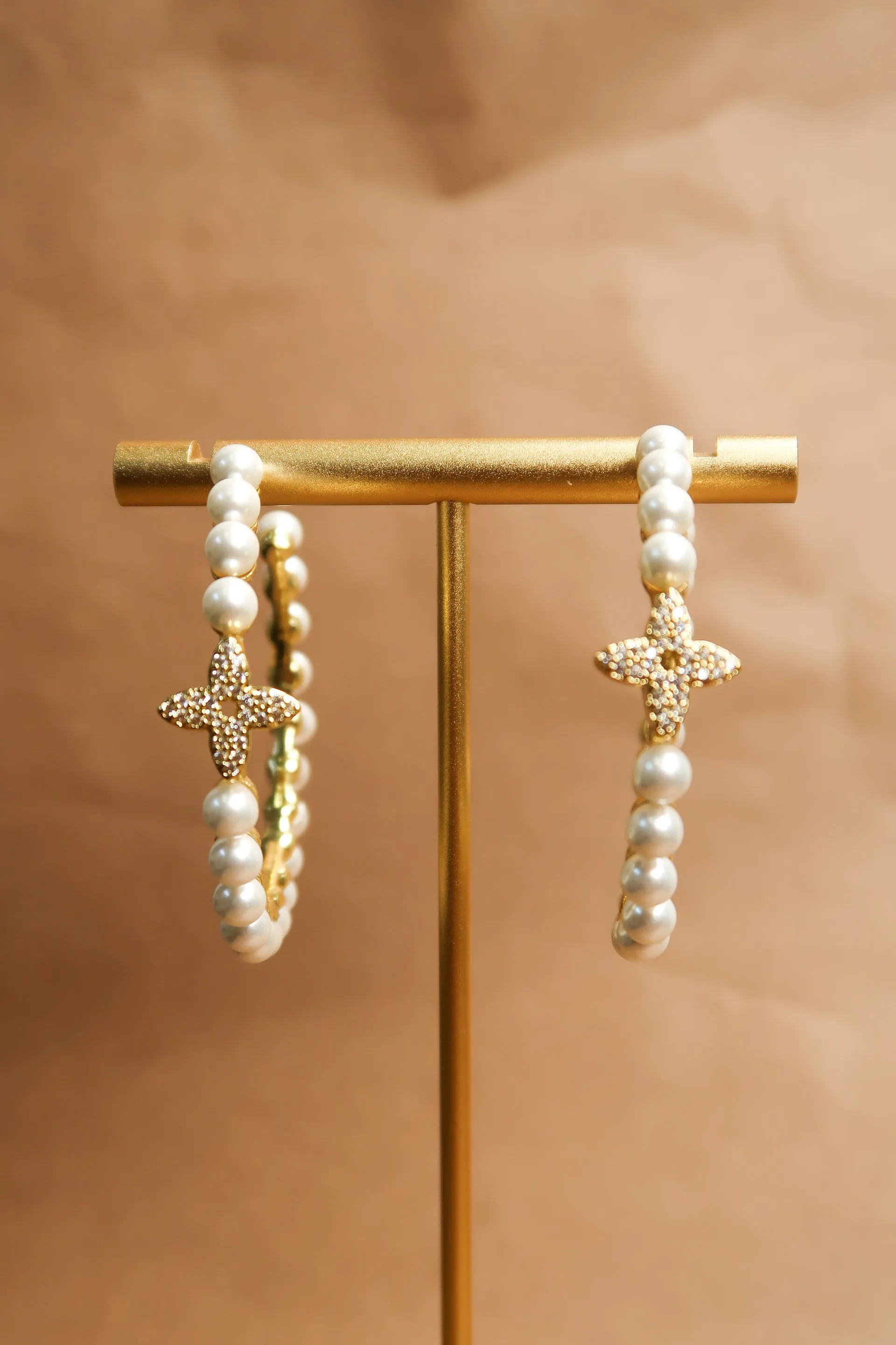 Park Avenue Pearl Hoop 316L Stainless Steel Earrings sold by KC Chic Designs product image thumbnail 4