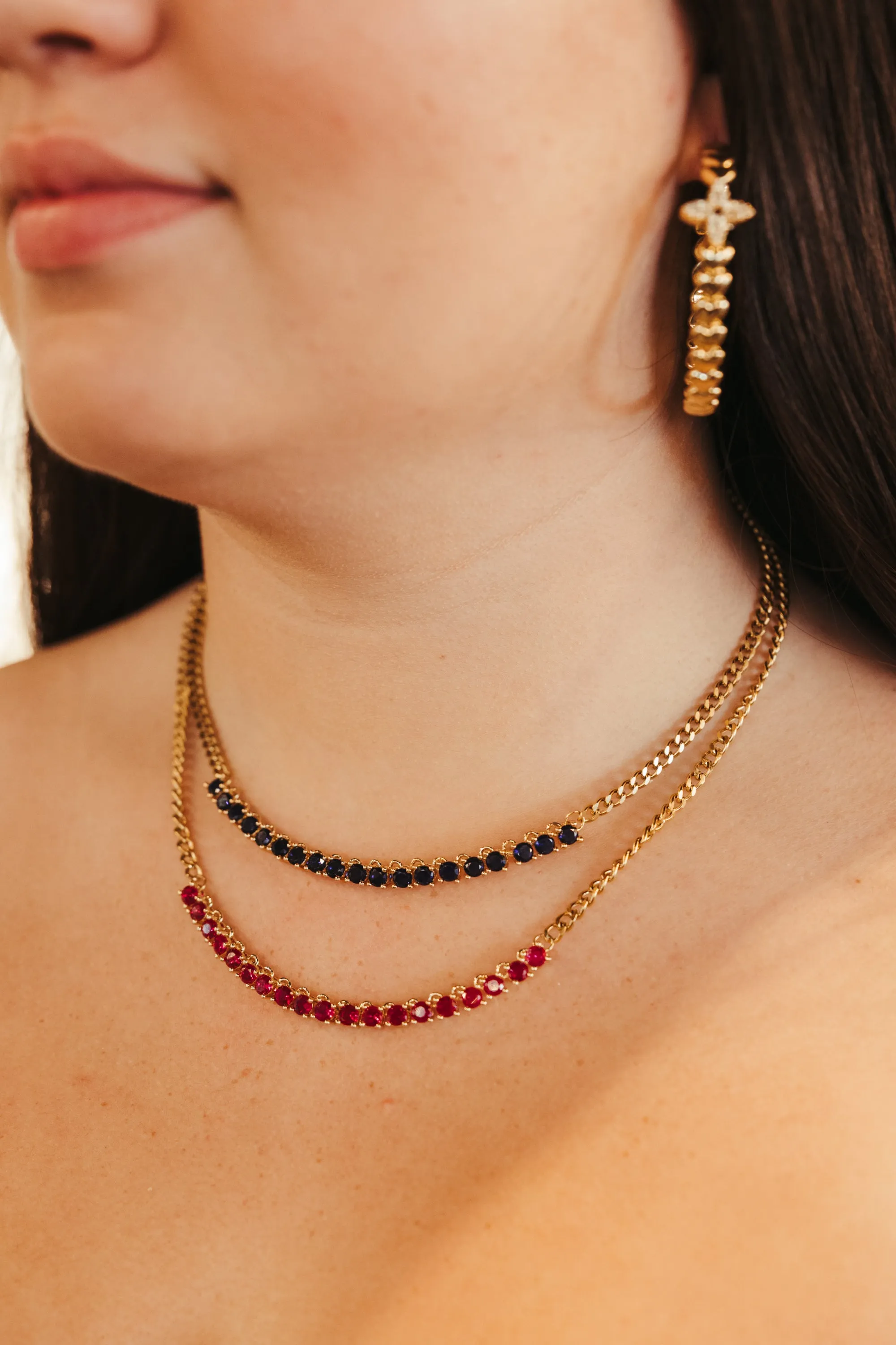 Socialite Ruby or Sapphire 316L Stainless Steel Necklace sold by KC Chic Designs product image thumbnail 4