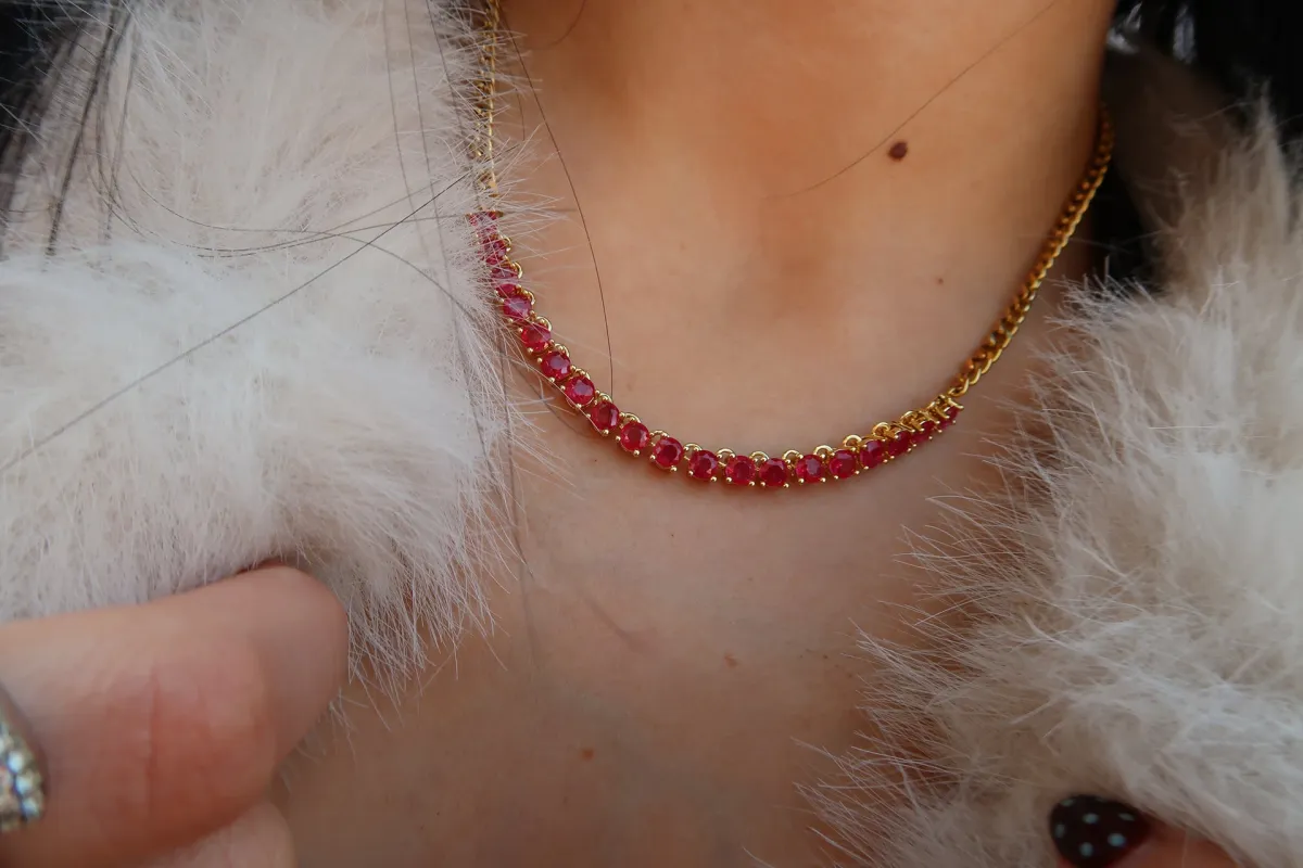 Socialite Ruby or Sapphire 316L Stainless Steel Necklace sold by KC Chic Designs