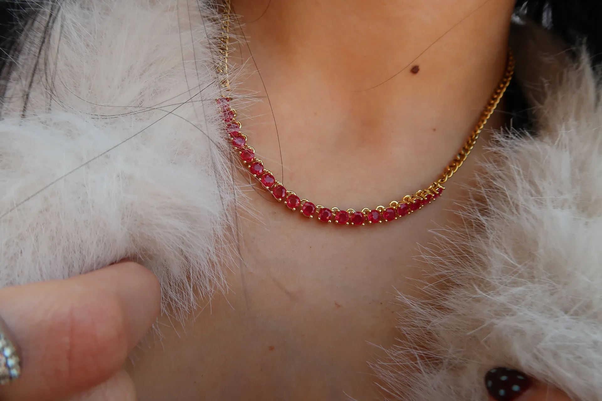 Socialite Ruby or Sapphire 316L Stainless Steel Necklace sold by KC Chic Designs