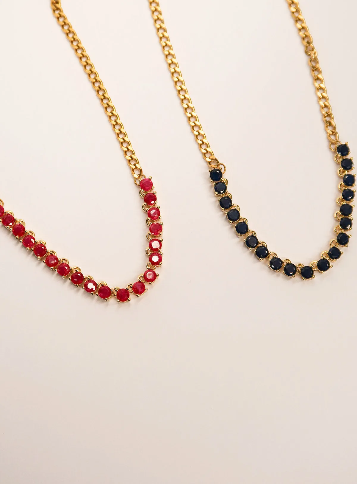 Socialite Ruby or Sapphire 316L Stainless Steel Necklace sold by KC Chic Designs product image thumbnail 2