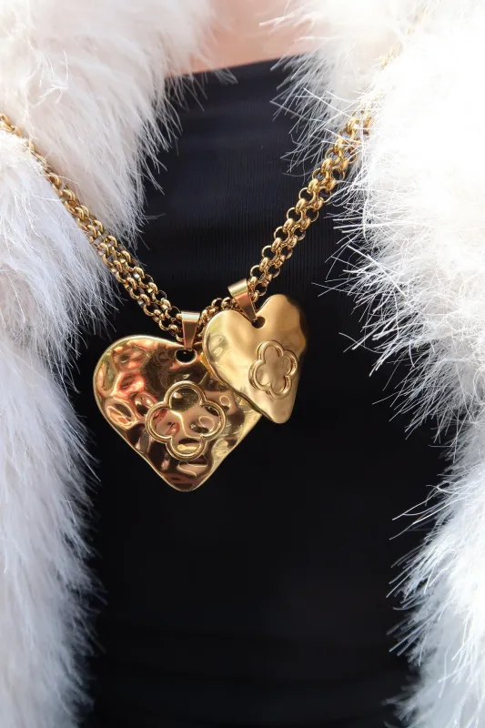 Eternal Affair Double Heart 316L Stainless Steel Statement Necklace sold by KC Chic Designs