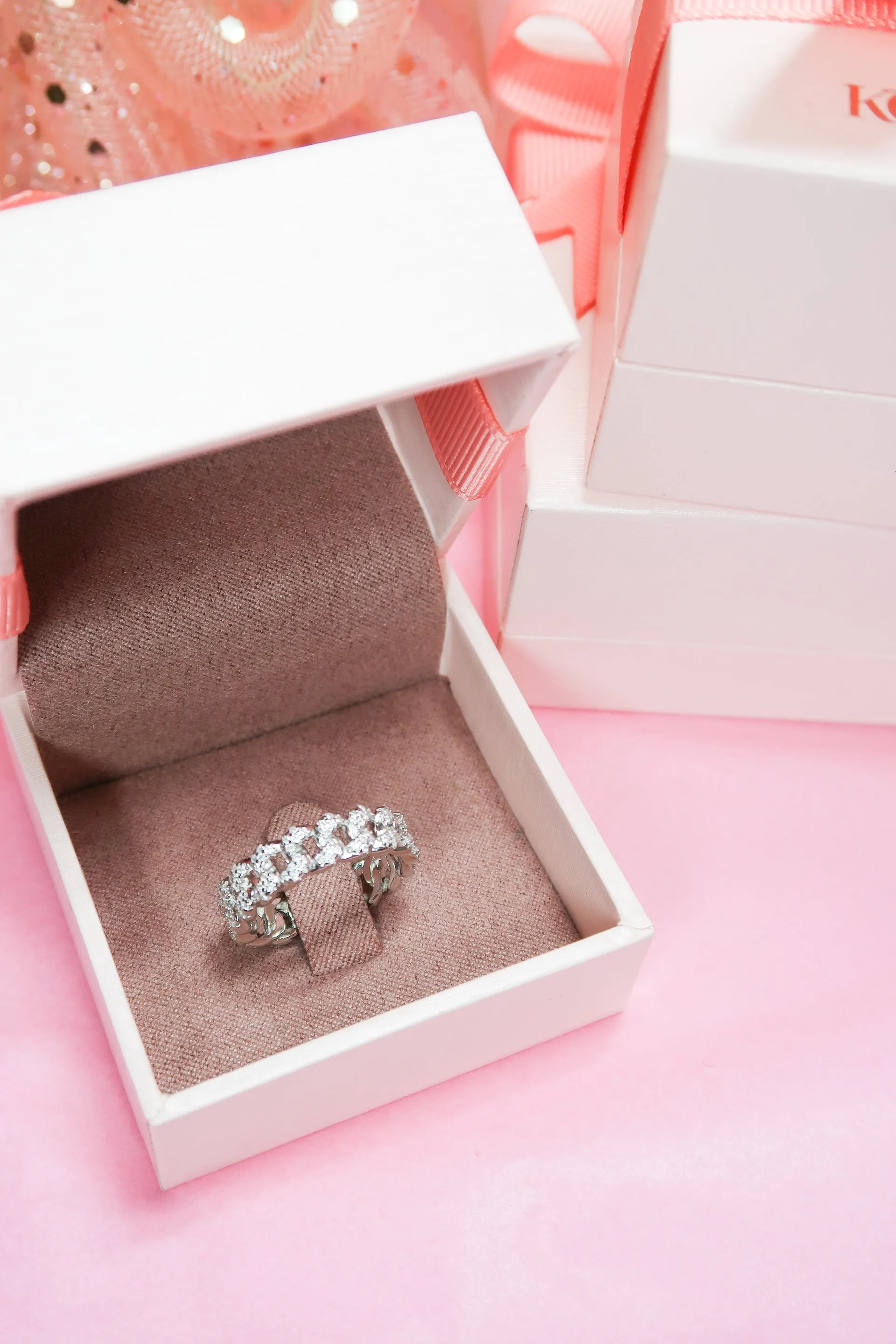 Chic Mini Link Eternity Moissanite .925 Sterling Silver Band sold by KC Chic Designs