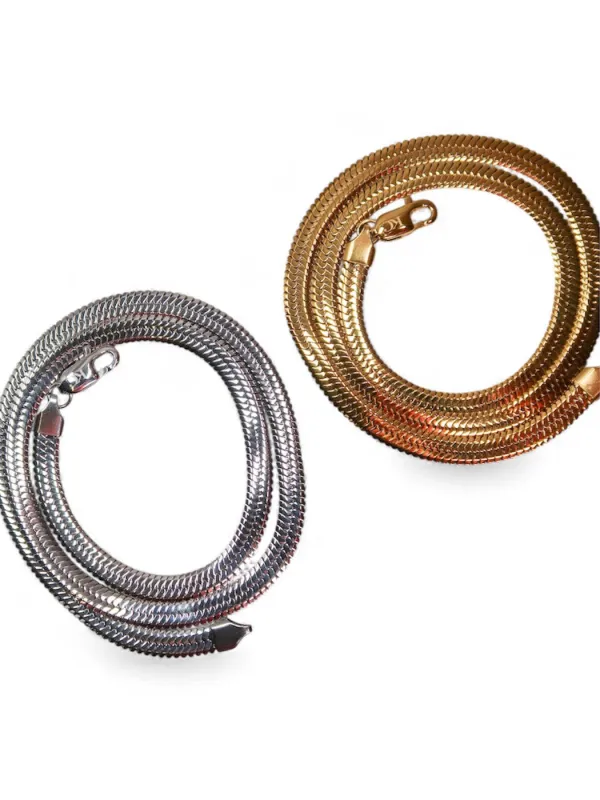 The Luxe Layer Herringbone 316L Stainless Steel Necklace sold by KC Chic Designs