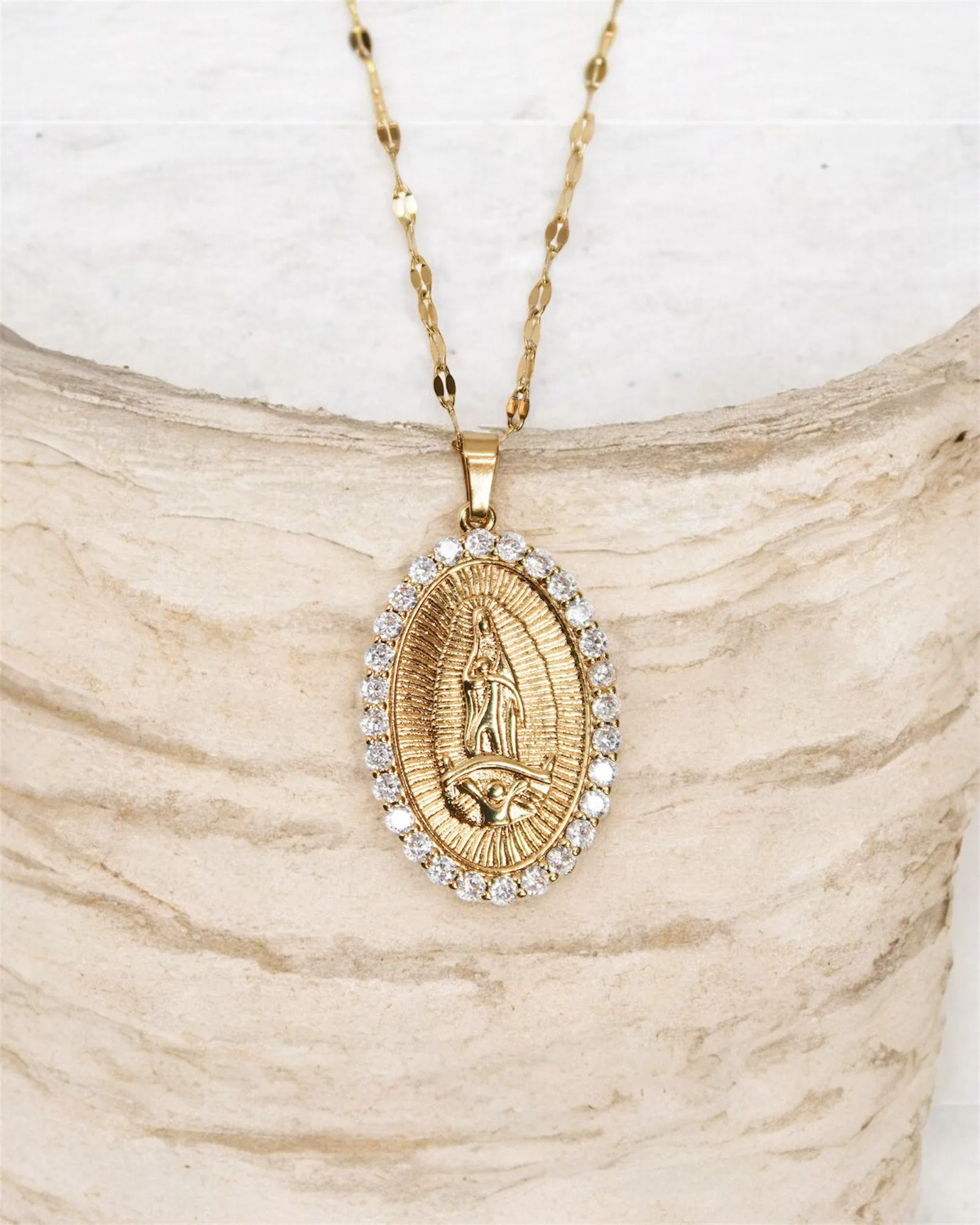 Blessed Mother 316L Sterling Silver Crystal Pendant Necklace sold by KC Chic Designs product image thumbnail 4