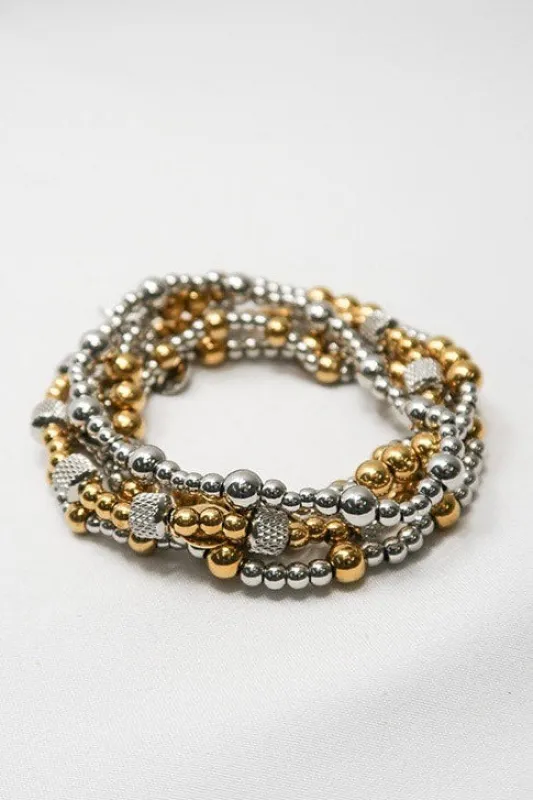 Even Odds Mixed Metal 316L Stainless Steel 5 Piece Bracelet Stack sold by KC Chic Designs