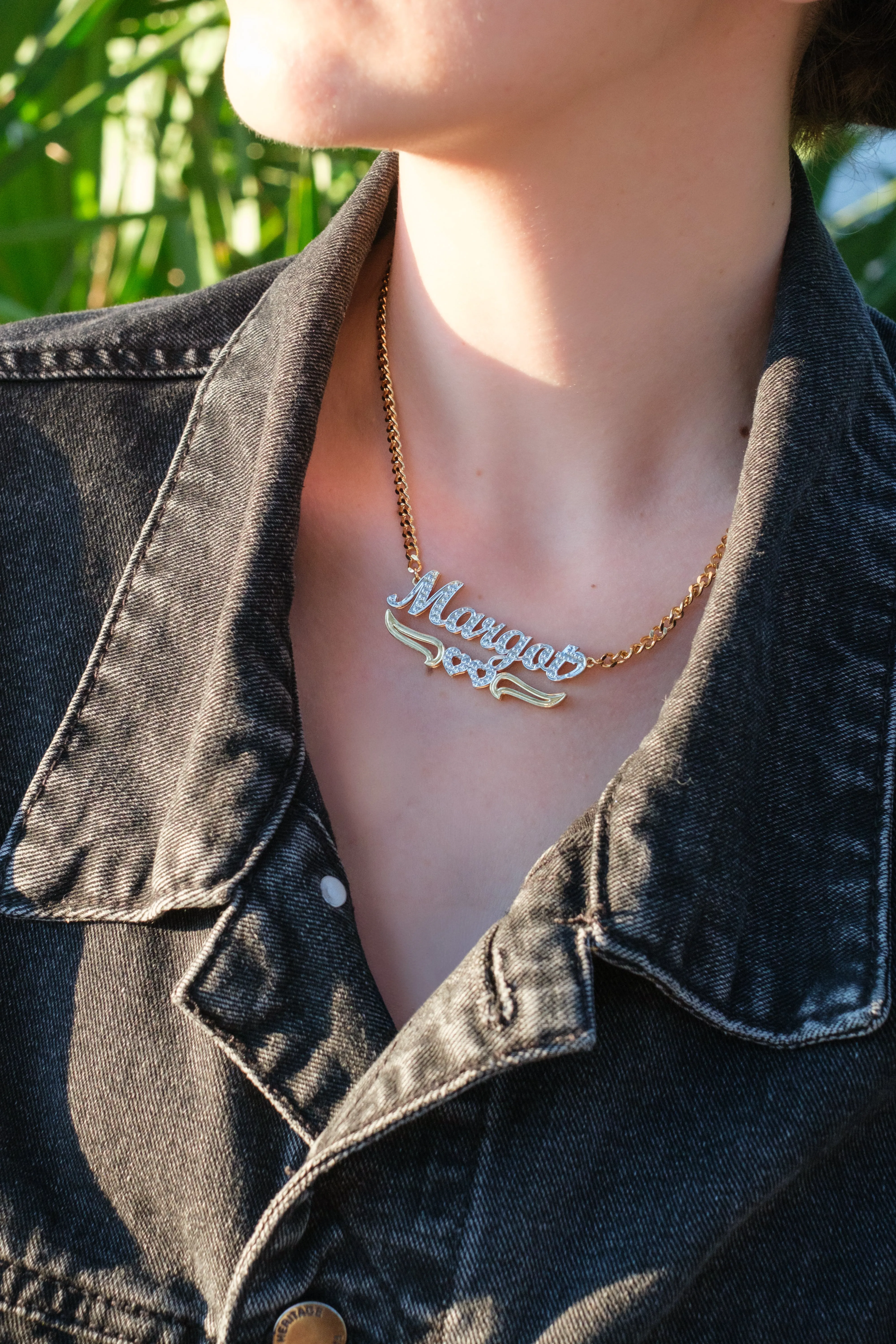 90's Princess Double Heart 316L Stainless Steel Name Plate sold by KC Chic Designs product image thumbnail 2