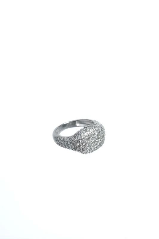 Regal .925 Sterling Silver Pavé Moissanite Signet Ring made by KC Chic Designs