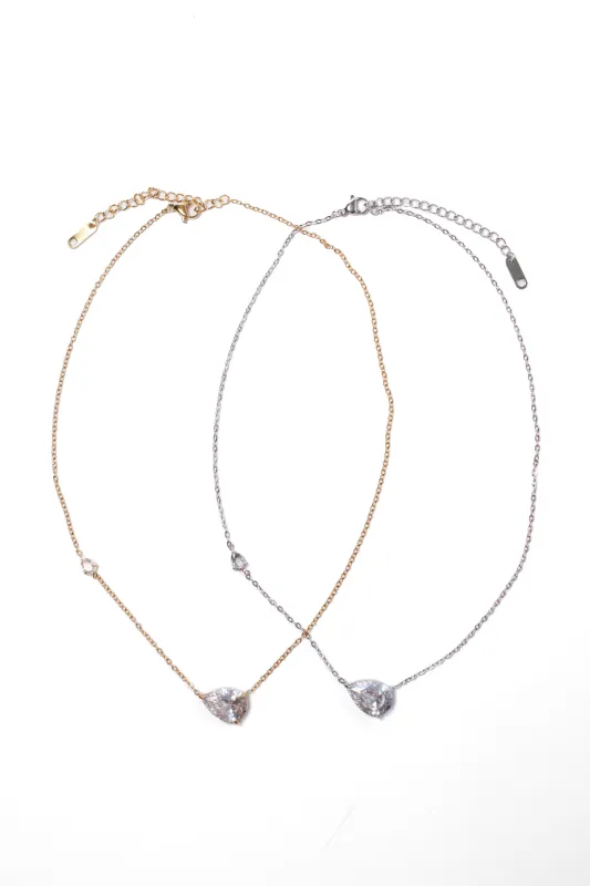 Simply Iconic Pear Crystal 316L Stainless Steel Necklace made by KC Chic Designs