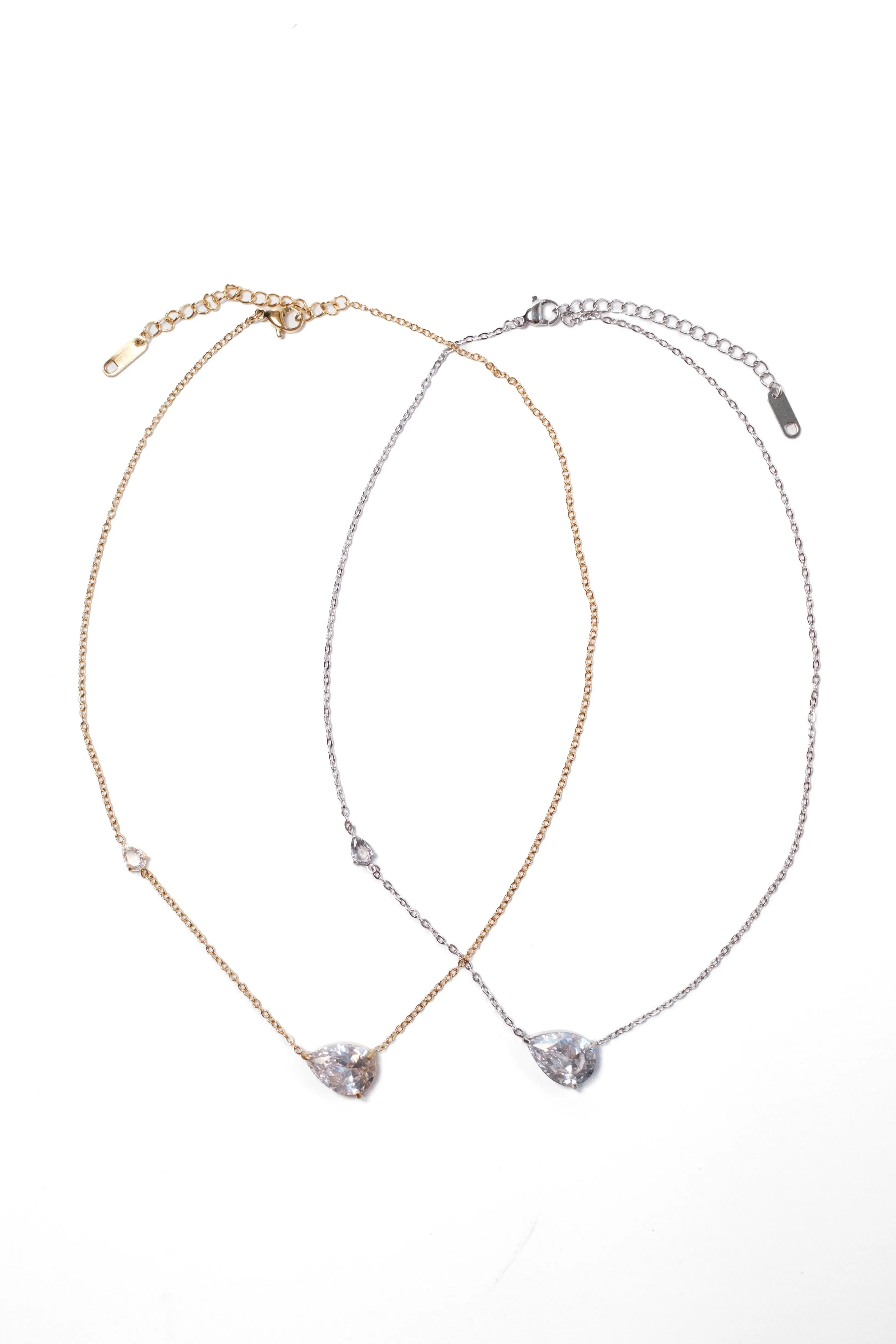 Simply Iconic Pear Crystal 316L Stainless Steel Necklace sold by KC Chic Designs