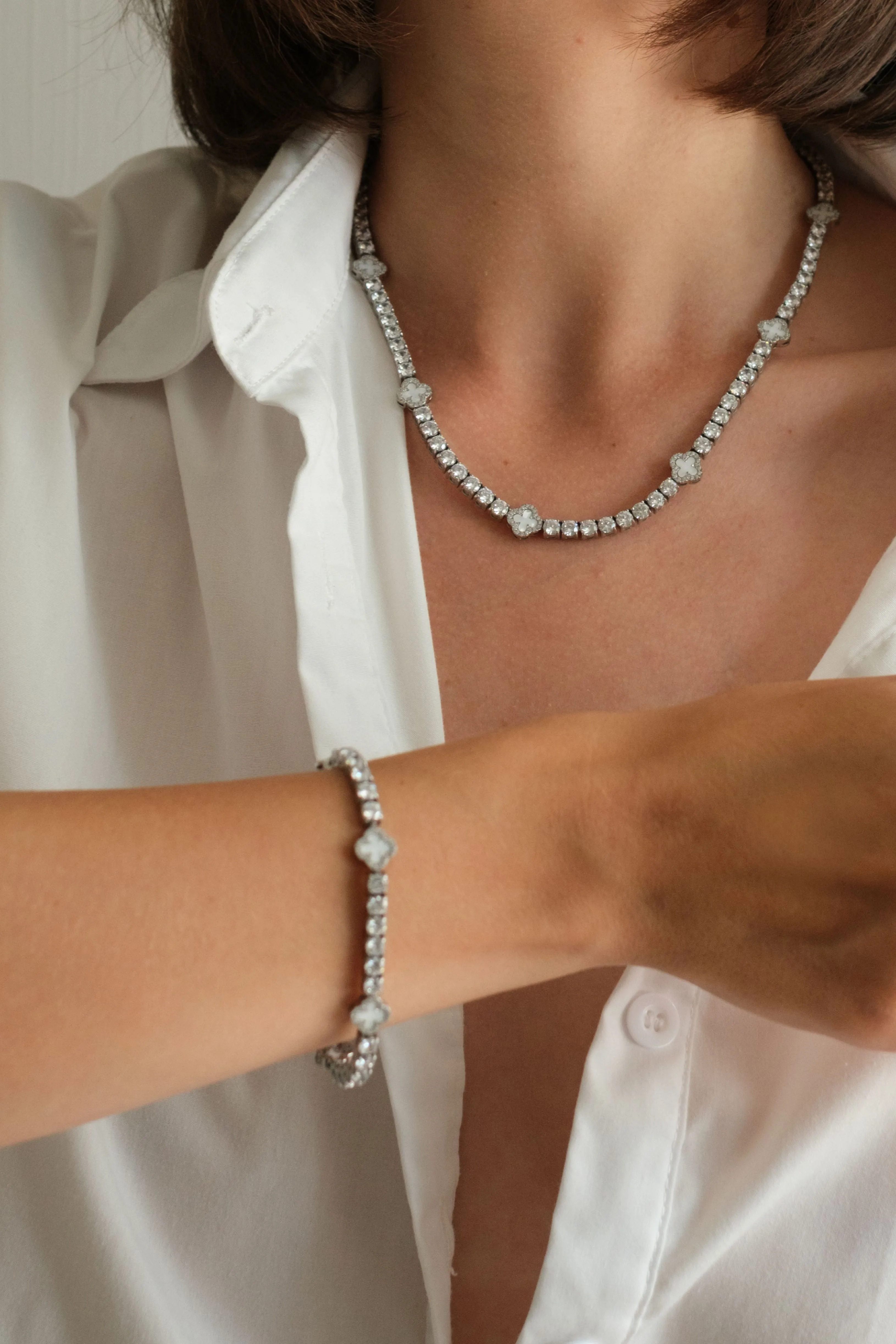 Clover Odette 316L Stainless Steel Necklace + Bracelet Duo sold by KC Chic Designs product image thumbnail 5