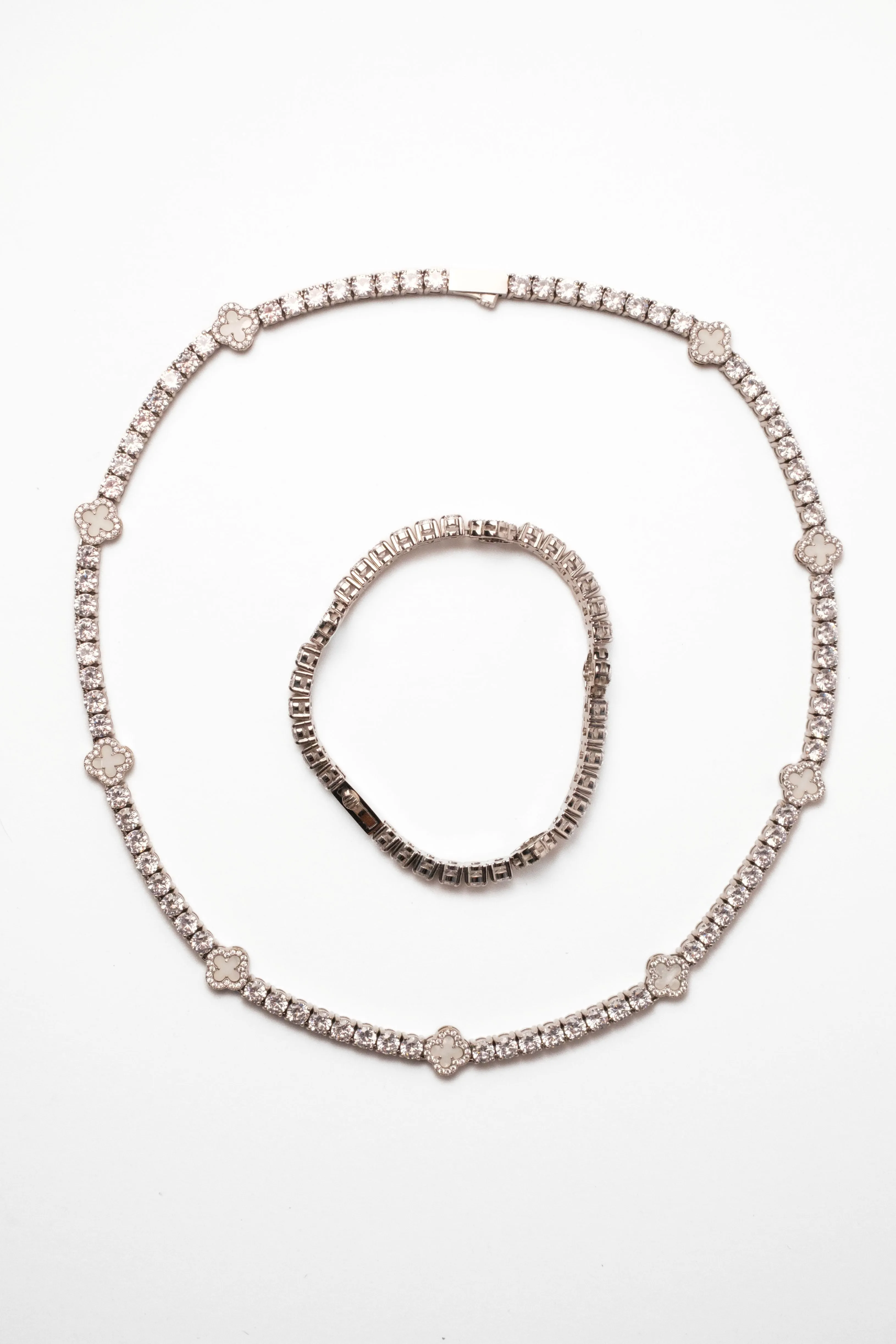 Clover Odette 316L Stainless Steel Necklace + Bracelet Duo sold by KC Chic Designs