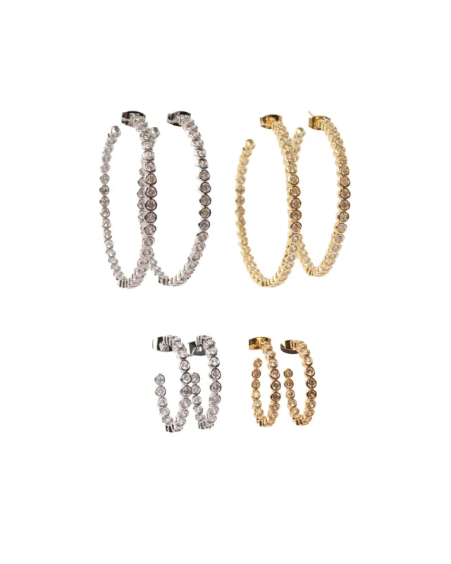 Center Stage Crystal Studded 316L Stainless Steel Hoops made by KC Chic Designs