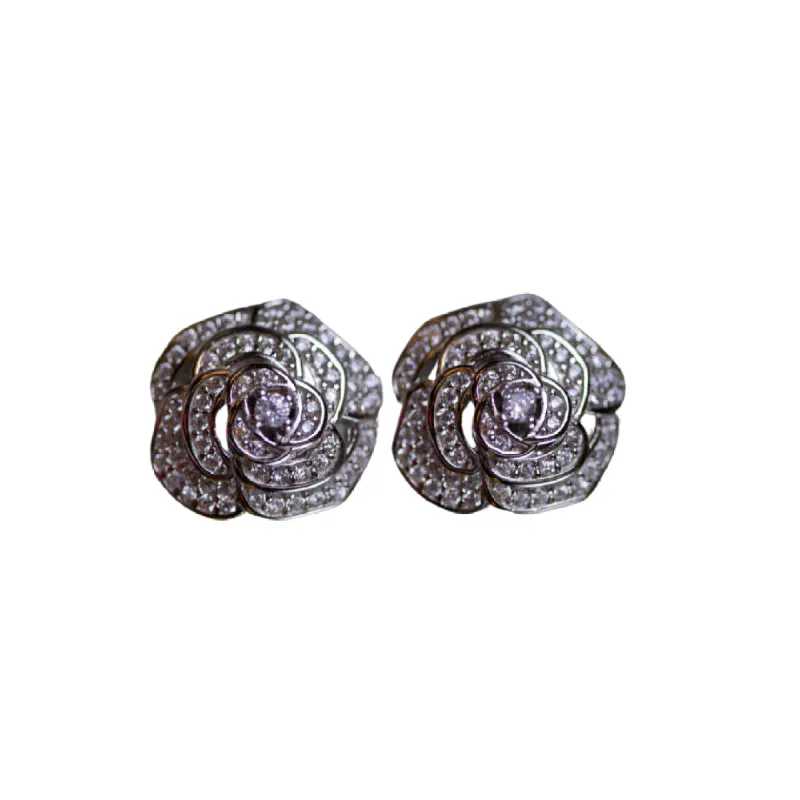 Garden of Roses .925 Sterling Silver Moissanite Earrings sold by KC Chic Designs