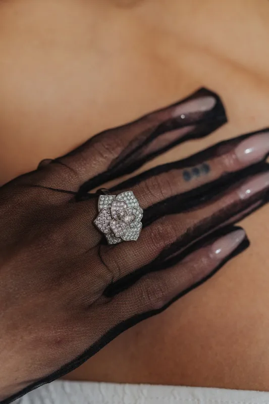 .925 Sterling Silver Iconic 2 Carat Moissanite Floral Ring sold by KC Chic Designs