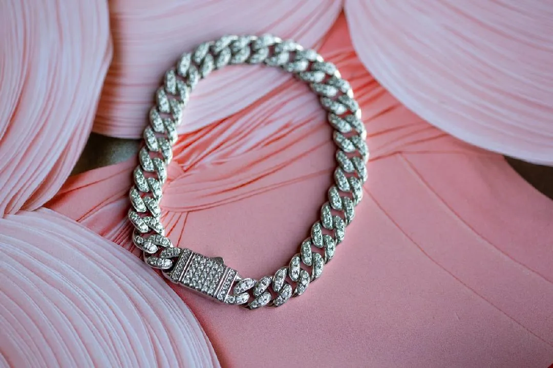 Frosted Cuban Link Moissanite .925 Sterling Silver Bracelet sold by KC Chic Designs