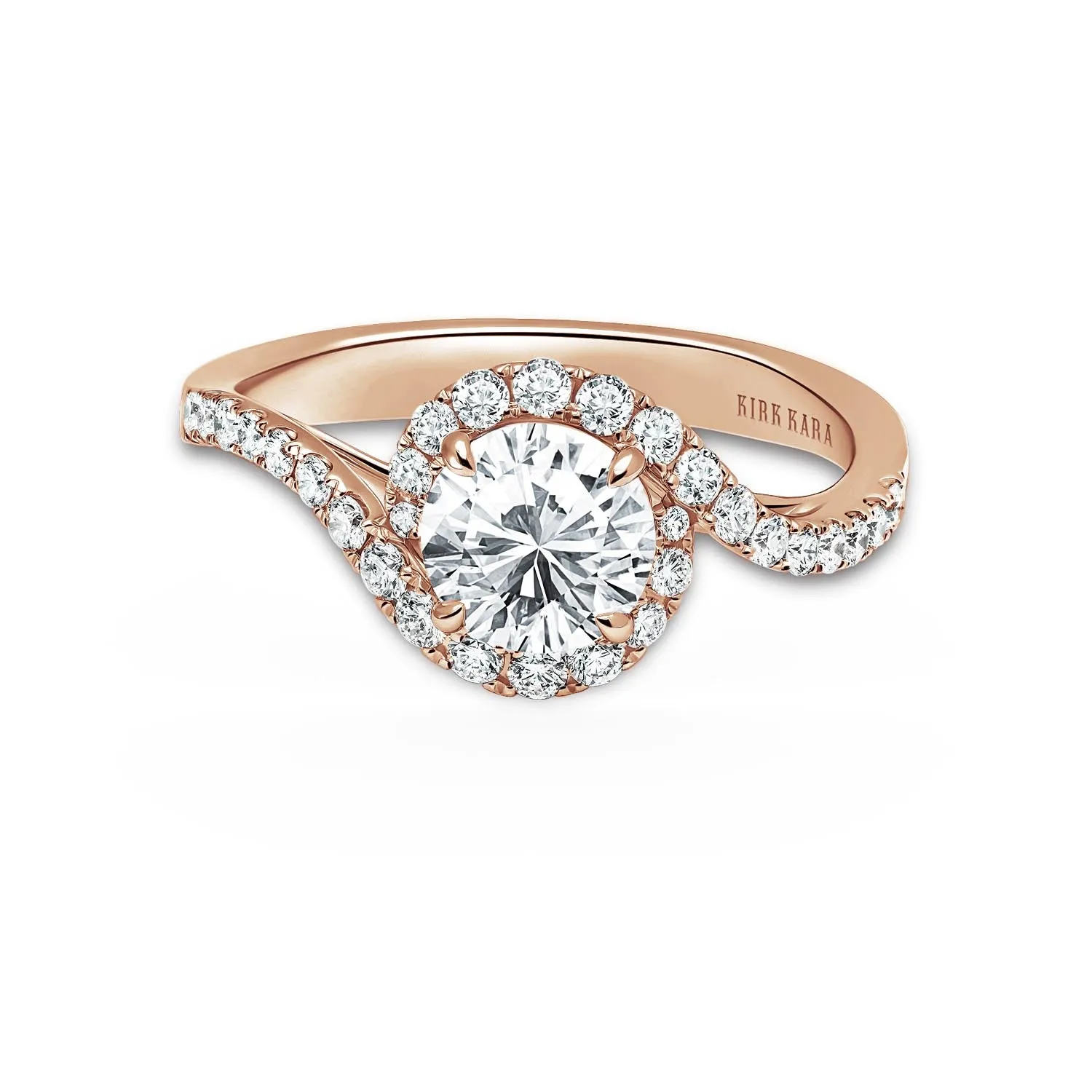 Bypass Halo Diamond Engagement Ring sold by Kirk Kara product image thumbnail 5