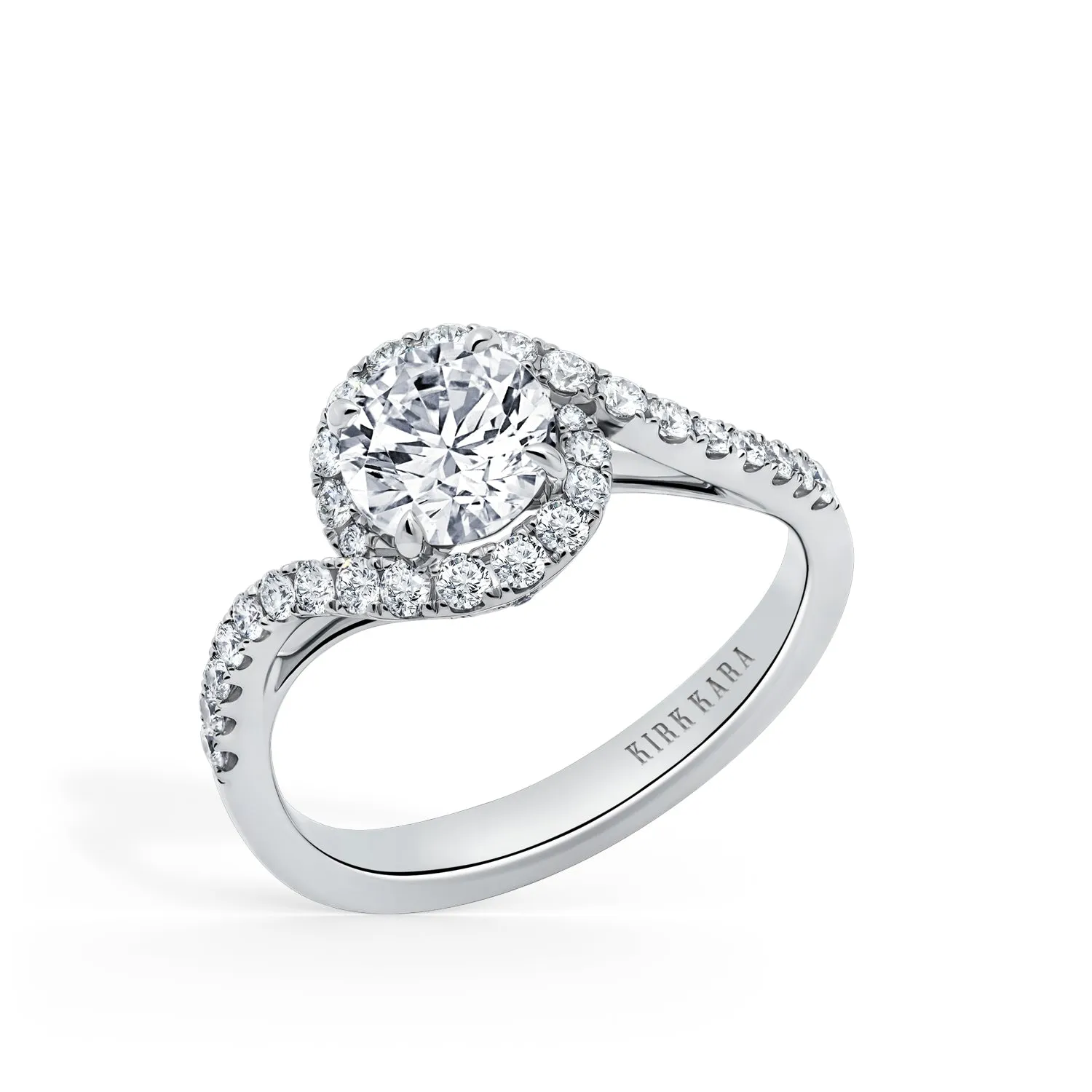 Bypass Halo Diamond Engagement Ring sold by Kirk Kara product image thumbnail 2