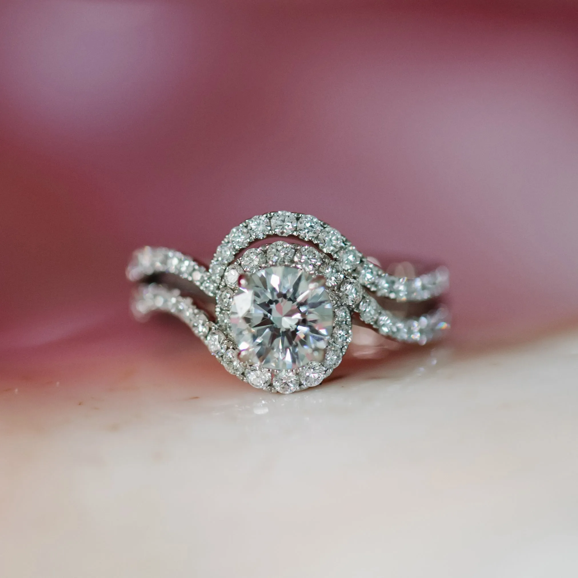Bypass Halo Diamond Engagement Ring sold by Kirk Kara product image thumbnail 3