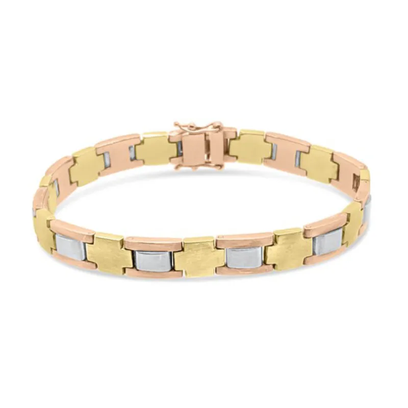 18K Tri-Tone Gold Link Bracelet Retro made by Kirk Kara