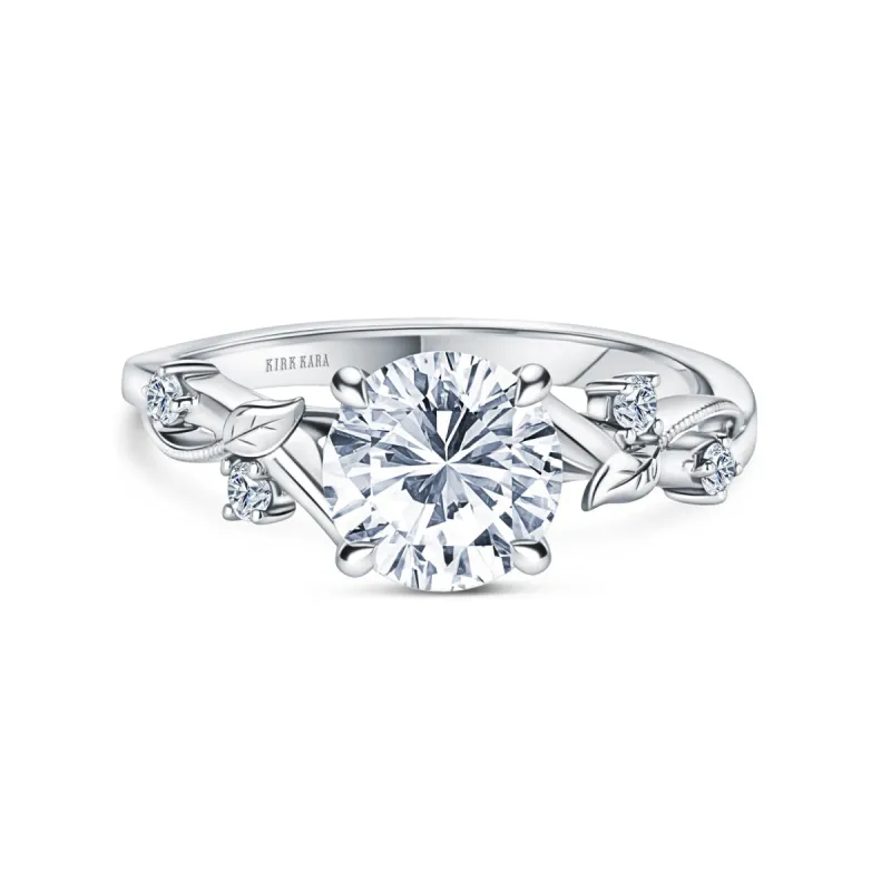 Leaf Accent Diamond Cathedral Engagement Ring sold by Kirk Kara