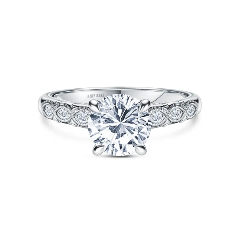 Floral Diamond Marquise Accent Engagement Ring sold by Kirk Kara