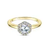 14K Yellow Gold Floral Delicate Rose Cut Halo Diamond Engagement Ring sold by Kirk Kara