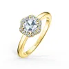 14K Yellow Gold Floral Delicate Rose Cut Halo Diamond Engagement Ring sold by Kirk Kara