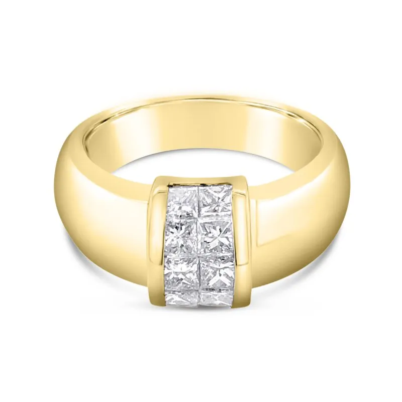 18K Yellow Vintage Two Row Princess-Cut Diamond Band sold by Kirk Kara