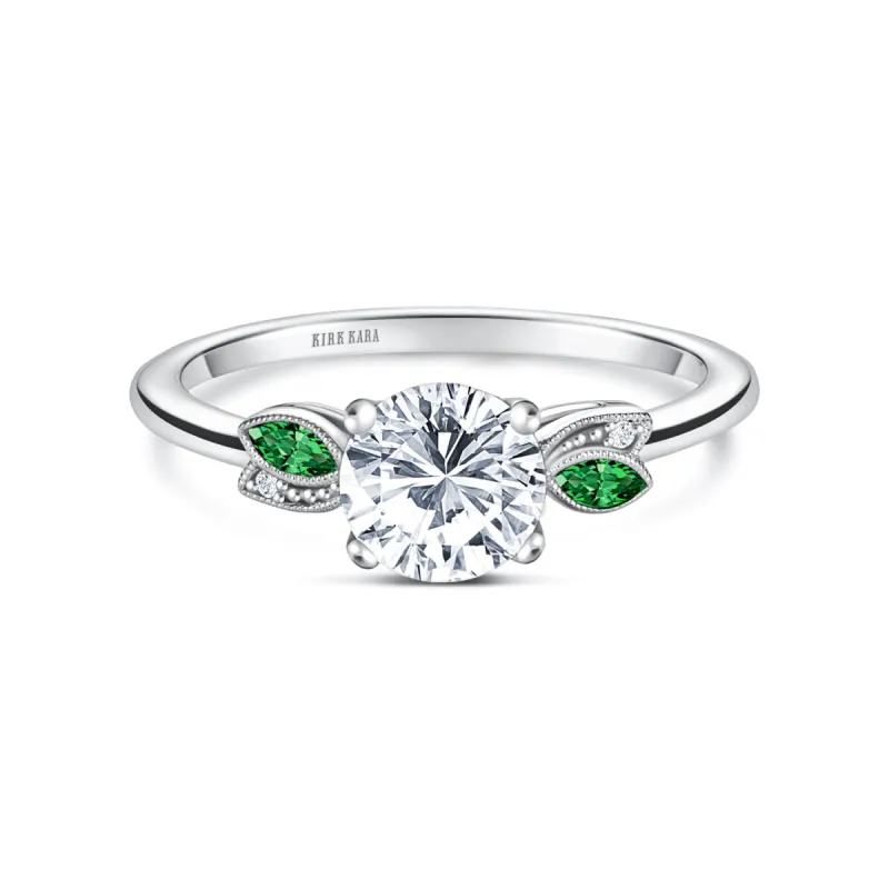 Floral Boho Tsavorite Diamond Peg Engagement Ring sold by Kirk Kara