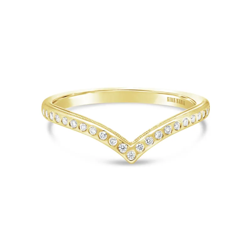 Boho Diamond V Shaped Wedding Band sold by Kirk Kara