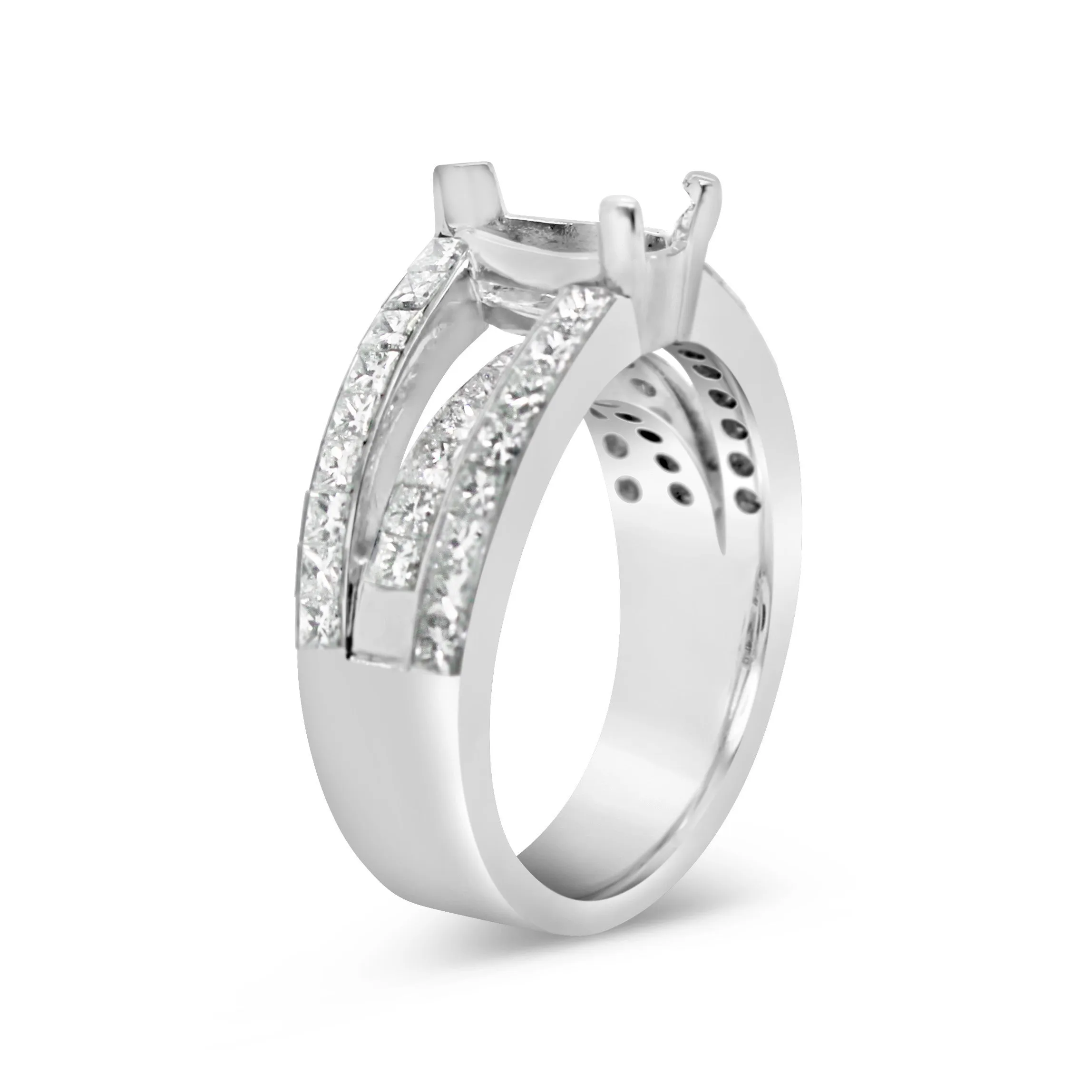Platinum Three Row Diamond Pear Engagement Ring sold by Kirk Kara product image thumbnail 2