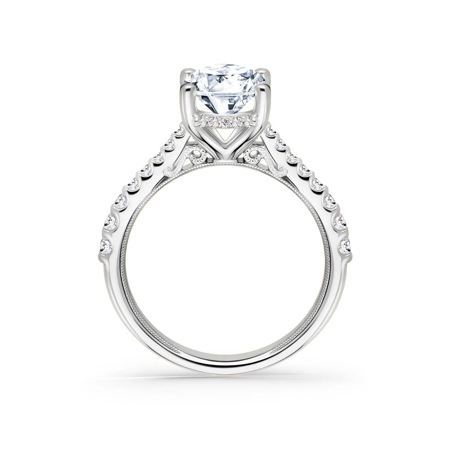 Wide Hidden Halo Classic Solitaire Engagement Ring sold by Kirk Kara product image thumbnail 3